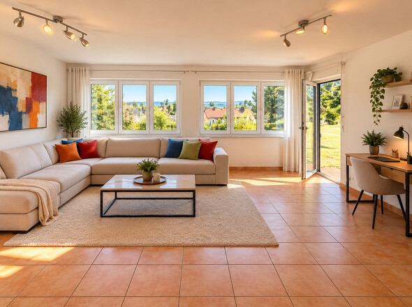 22_Helles modernes Wohnzimmer mit Gartenzugang