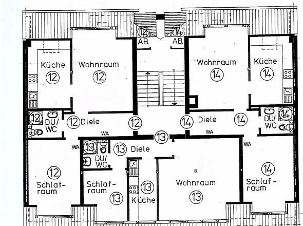 Grundriss Wohnung WE 13 - Mittelwohnung